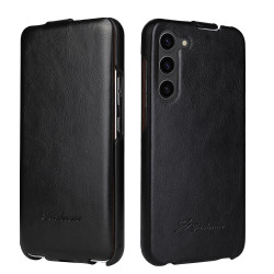 For Samsung Galaxy S24+ 5G Fierre Shann 64 Texture Vertical Flip PU Leather Phone Case(Black)