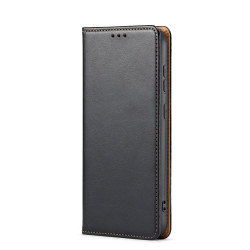 For Samsung Galaxy S24+ 5G Fierre Shann PU Genuine Leather Texture Phone Case(Black)