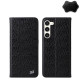 For Samsung Galaxy S24+ 5G Fierre Shann Crocodile Texture Magnetic Genuine Leather Phone Case(Black)