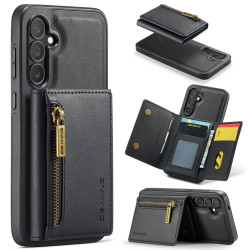 For Samsung Galaxy S24+ 5G DG.MING M5 Series Zip RFID Multi Card Detachable Leather Phone Case(Black)