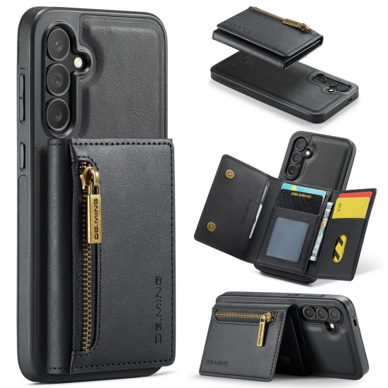 For Samsung Galaxy S24+ 5G DG.MING M5 Series Zip RFID Multi Card Detachable Leather Phone Case(Black)