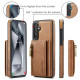 For Samsung Galaxy S24+ 5G DG.MING M5 Series Zip RFID Multi Card Detachable Leather Phone Case(Brown)