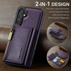 For Samsung Galaxy S24+ 5G DG.MING M5 Series Zip RFID Multi Card Detachable Leather Phone Case(Purple)