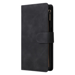 For Samsung Galaxy S24+ 5G Multifunctional Frosted Zipper Wallet Leather Phone Case(Black)