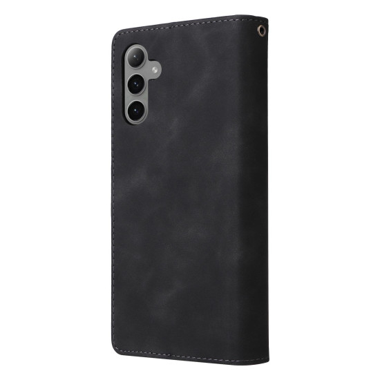 For Samsung Galaxy S24+ 5G Multifunctional Frosted Zipper Wallet Leather Phone Case(Black)