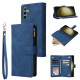 For Samsung Galaxy S24+ 5G Multifunctional Frosted Zipper Wallet Leather Phone Case(Blue)
