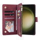 For Samsung Galaxy S24+ 5G Multifunctional Frosted Zipper Wallet Leather Phone Case(Wine Red)