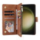 For Samsung Galaxy S24+ 5G Multifunctional Frosted Zipper Wallet Leather Phone Case(Brown)