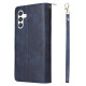 For Samsung Galaxy S24+ 5G 9-Card Slots Zipper Wallet Bag Leather Phone Case(Blue)