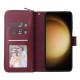 For Samsung Galaxy S24+ 5G 9-Card Slots Zipper Wallet Bag Leather Phone Case(Wine Red)