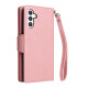 For Samsung Galaxy S24+ 5G Rivet Buckle 9 Cards 3-Fold Wallet Leather Phone Case(Rose Gold)