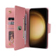 For Samsung Galaxy S24+ 5G Rivet Buckle 9 Cards 3-Fold Wallet Leather Phone Case(Rose Gold)