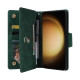 For Samsung Galaxy S24+ 5G Rivet Buckle 9 Cards 3-Fold Wallet Leather Phone Case(Green)