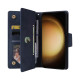 For Samsung Galaxy S24+ 5G Rivet Buckle 9 Cards 3-Fold Wallet Leather Phone Case(Blue)