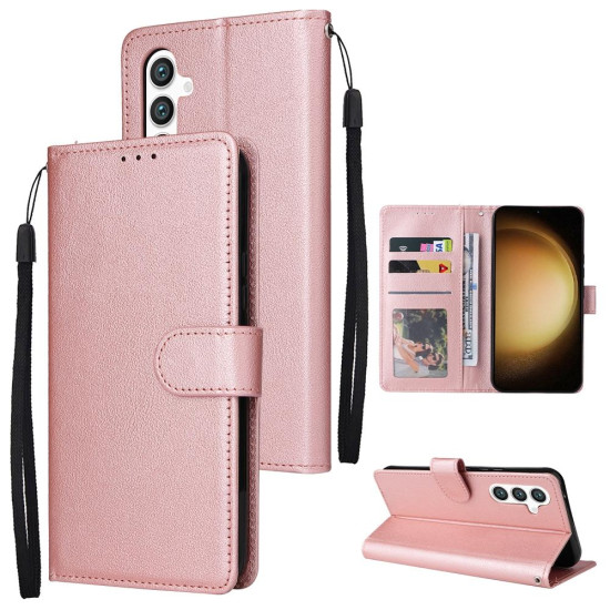 For Samsung Galaxy S24+ 5G 3-Card Slots Multifunctional Leather Phone Case(Rose Gold)