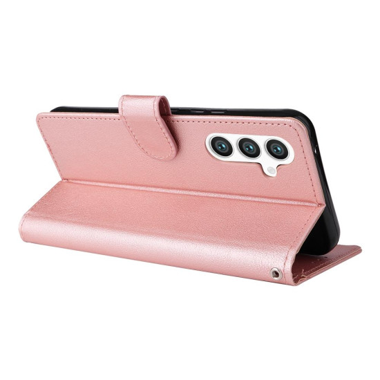 For Samsung Galaxy S24+ 5G 3-Card Slots Multifunctional Leather Phone Case(Rose Gold)