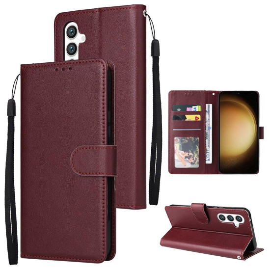 For Samsung Galaxy S24+ 5G 3-Card Slots Multifunctional Leather Phone Case(Wine Red)