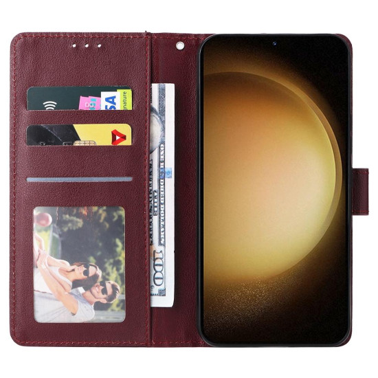 For Samsung Galaxy S24+ 5G 3-Card Slots Multifunctional Leather Phone Case(Wine Red)
