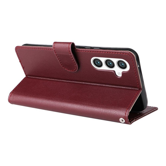For Samsung Galaxy S24+ 5G 3-Card Slots Multifunctional Leather Phone Case(Wine Red)