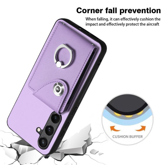 For Samsung Galaxy S24+ 5G Organ Card Bag Ring Holder PU Phone Case(Purple)