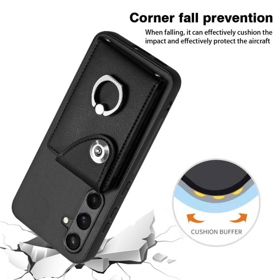 For Samsung Galaxy S24+ 5G Organ Card Bag Ring Holder PU Phone Case(Black)