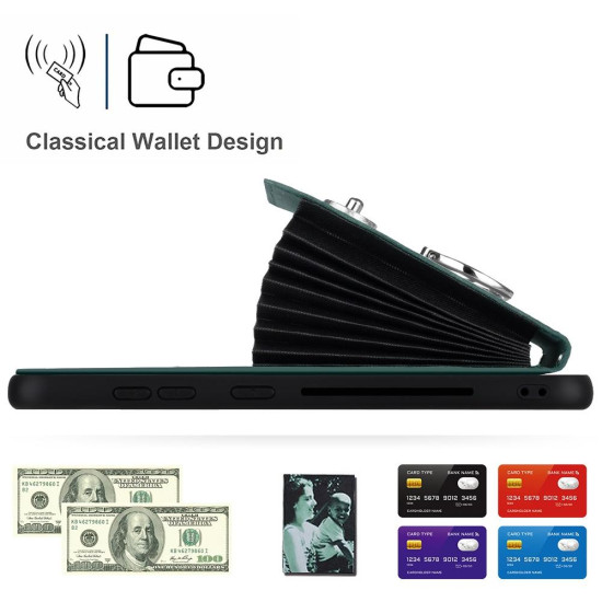 For Samsung Galaxy S24+ 5G Organ Card Bag Ring Holder PU Phone Case(Green)