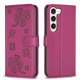 For Samsung Galaxy S24+ 5G Four-leaf Embossed Leather Phone Case(Rose Red)