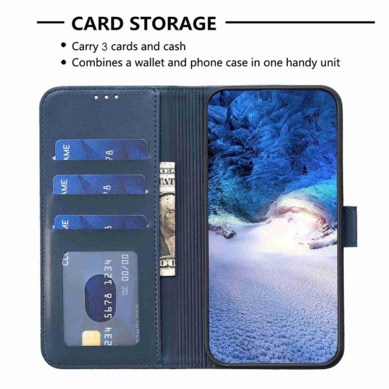 For Samsung Galaxy S24+ 5G Four-leaf Embossed Leather Phone Case(Blue)