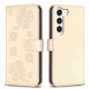 For Samsung Galaxy S24+ 5G Four-leaf Embossed Leather Phone Case(Gold)
