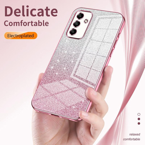For Samsung Galaxy S24+ 5G Gradient Glitter Powder Electroplated Phone Case(Transparent)
