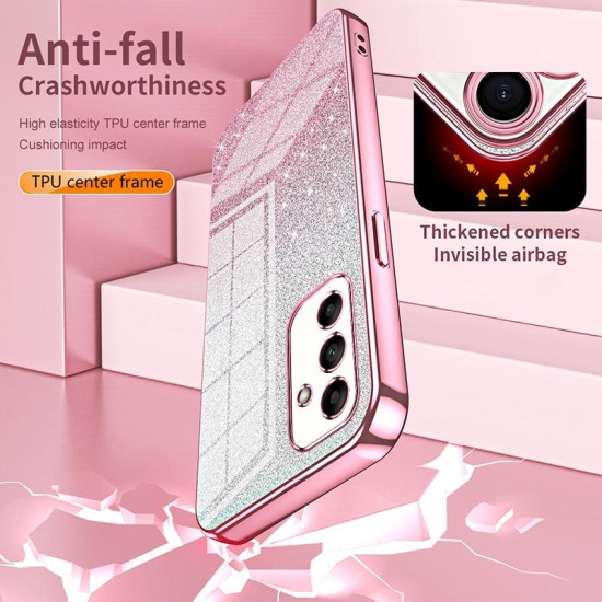 For Samsung Galaxy S24+ 5G Gradient Glitter Powder Electroplated Phone Case(Transparent)