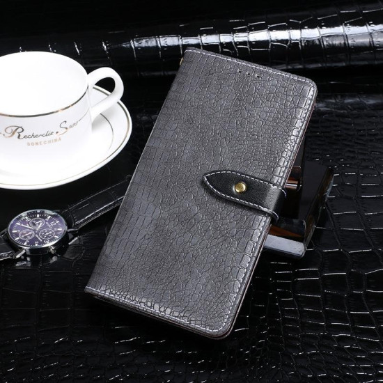 For Samsung Galaxy S24+ 5G idewei Crocodile Texture Leather Phone Case(Grey)