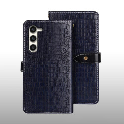 For Samsung Galaxy S24+ 5G idewei Crocodile Texture Leather Phone Case(Dark Blue)