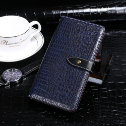 For Samsung Galaxy S24+ 5G idewei Crocodile Texture Leather Phone Case(Dark Blue)