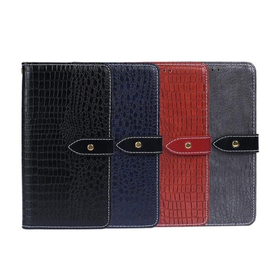 For Samsung Galaxy S24+ 5G idewei Crocodile Texture Leather Phone Case(Dark Blue)