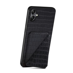 For Samsung Galaxy S24+ 5G Denior Imitation Crocodile Leather Back Phone Case with Holder(Black)