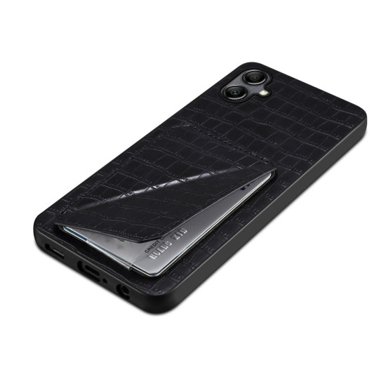 For Samsung Galaxy S24+ 5G Denior Imitation Crocodile Leather Back Phone Case with Holder(Black)