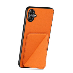 For Samsung Galaxy S23 5G Denior Imitation Calf Leather Back Phone Case with Holder(Orange)