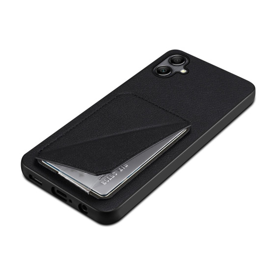 For Samsung Galaxy S23 5G Denior Imitation Calf Leather Back Phone Case with Holder(Black)