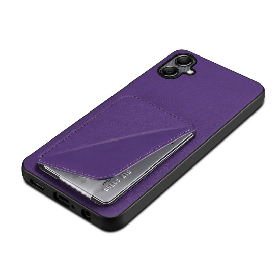 For Samsung Galaxy S24+ 5G Denior Imitation Calf Leather Back Phone Case with Holder(Purple)