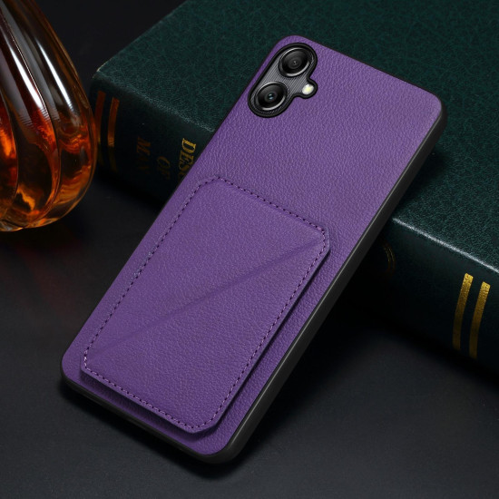For Samsung Galaxy S24+ 5G Denior Imitation Calf Leather Back Phone Case with Holder(Purple)