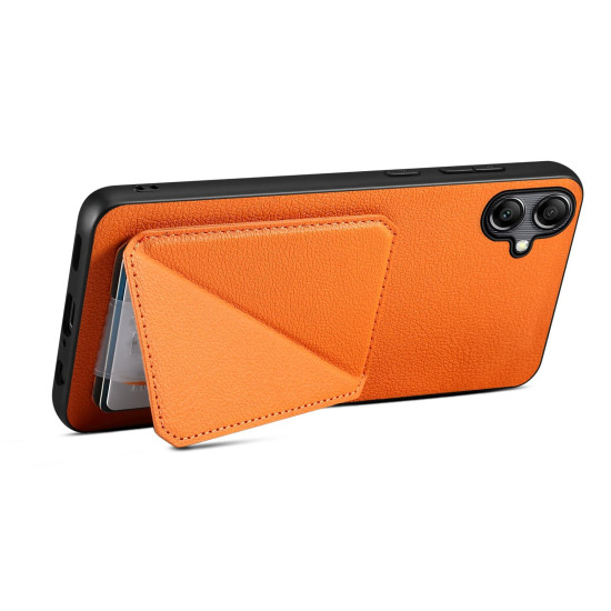 For Samsung Galaxy S24+ 5G Denior Imitation Calf Leather Back Phone Case with Holder(Orange)