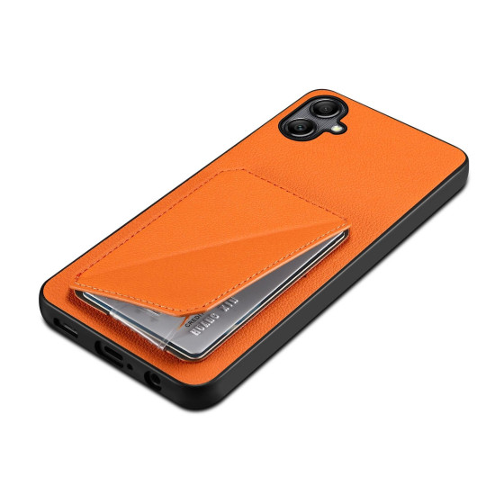 For Samsung Galaxy S24+ 5G Denior Imitation Calf Leather Back Phone Case with Holder(Orange)