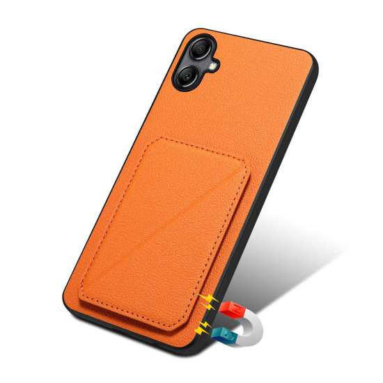 For Samsung Galaxy S24+ 5G Denior Imitation Calf Leather Back Phone Case with Holder(Orange)