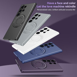 For Samsung Galaxy S24+ 5G Matte Magsafe Magnetic Phone Case with Trolley Holder(Night Purple)