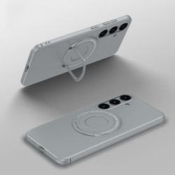 For Samsung Galaxy S24+ 5G Matte Magsafe Magnetic Phone Case with Trolley Holder(Grey)
