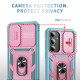 For Samsung Galaxy S24+ 5G Sliding Camshield TPU + PC Phone Case with Holder(Pink+Green)