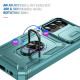 For Samsung Galaxy S24+ 5G Sliding Camshield TPU + PC Phone Case with Holder(Green)