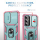 For Samsung Galaxy S24+ 5G Sliding Camshield TPU + PC Phone Case with Holder(Green+Pink)