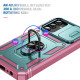 For Samsung Galaxy S24+ 5G Sliding Camshield TPU + PC Phone Case with Holder(Green+Pink)